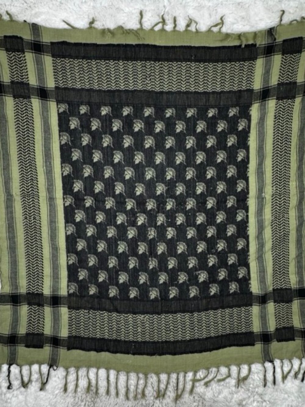 Skull Shemagh Tactical Cotton Scarf Desert Keffiyeh Wrap Green Black Unisex
